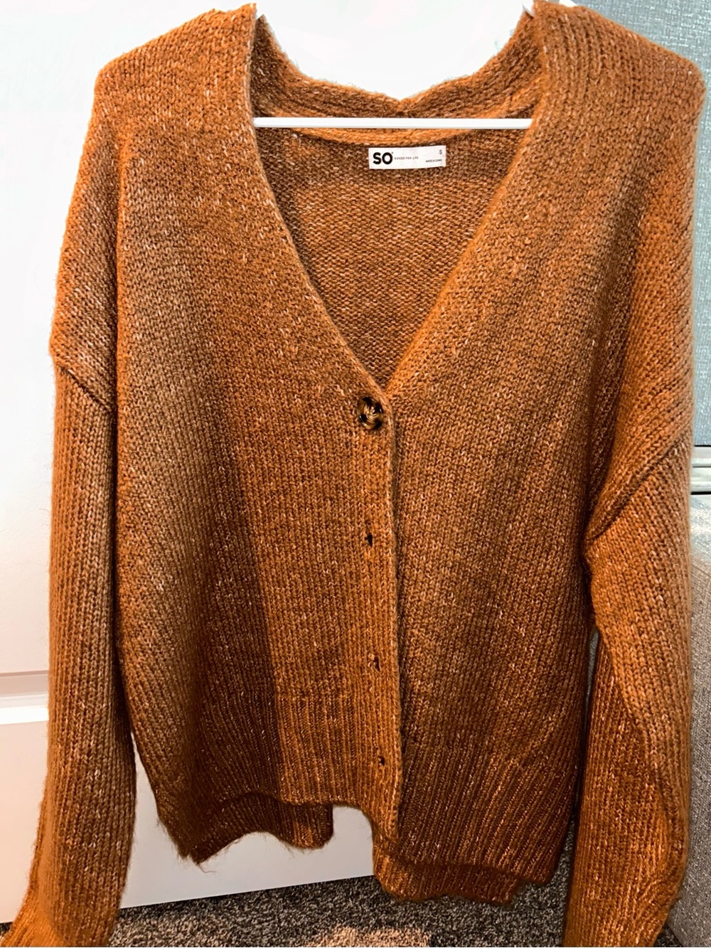 SO Rust V-Neck Button Front Cardigan